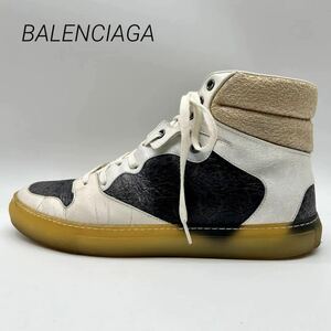 激安！1円 【美品】 BALENCIAGA バレンシアガ 【圧倒的存在感】 メンズ スニーカー ハイカット 靴 レザー クリアソール ダメージ加工 42