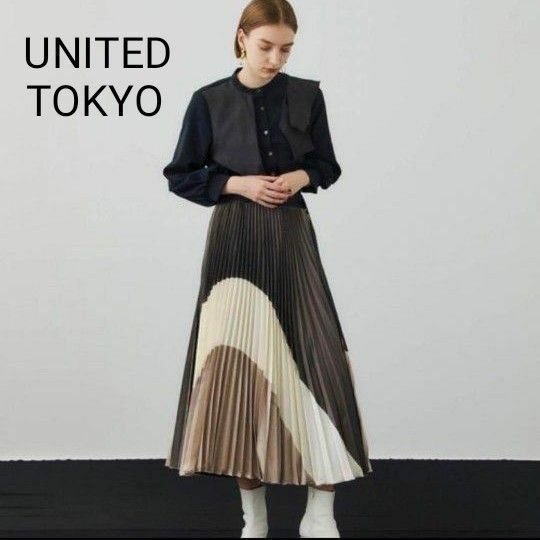 ユナイテッドトウキョウ プリーツスカート マルチカラー ラップスカート　日本製　UNITED TOKYO カラードプリーツスカート