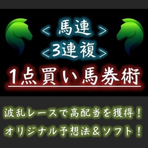 ＜馬連＆3連複＞ ■■1点買い■■ 万馬券も多数的中！ 回収率3000%以上！ 競馬予想法＆ソフト！ の画像1