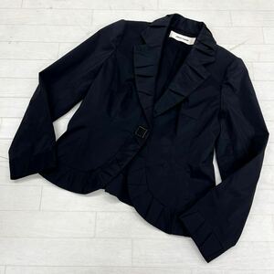 1414◎ pierre cardin ピエールカルダン トップス テーラード ジャケット シングル 1ボタン 長袖 無地 ブラック レディース40