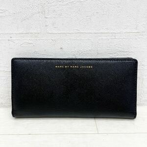 1401◎ MARC BY MARC JACOBS マーク バイ マークジェイコブス 財布 長財布 ボタン 小銭入れ あり ブラック レディース