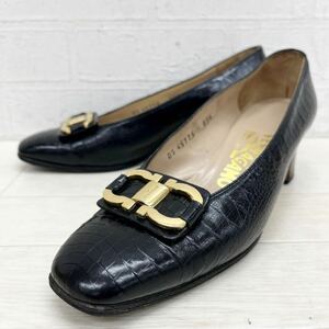 1416◎ ① イタリア製 Salvatore Ferragamo サルヴァトーレ フェラガモ 靴 シューズ パンプス ヒール ブラック レディース6