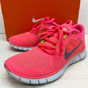 1419◎ NIKE FREE RUN 3 ナイキ 靴 ランニング シューズ スニーカー メッシュ 蛍光色 カジュアル ピンク レディース23.0