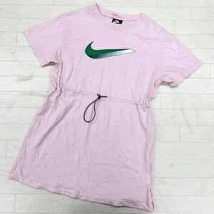 1422◎ NIKE ナイキ トップス Tシャツ ワンピース チュニック 半袖 ビック ロゴ プリント カジュアル ピンク レディースM