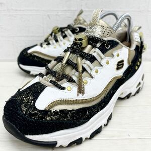 1421◎ SKECHERS PREMIUM HERITAGE スケッチャーズ 靴 シューズ スニーカー ビジュー ホワイト ゴールド レディース23.0