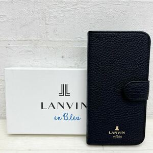 1402◎ LANVIN en Blue ランバン オン ブルー 小物 ファッション 携帯 iPhone ケース ワンポイント ロゴ ブラック ユニセックス