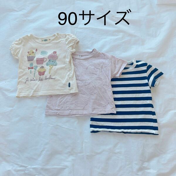 90サイズ　半袖Tシャツ　3枚セット　キッズTシャツ　半袖カットソー　女の子半袖 半袖Tシャツ 女の子 可愛い半袖Tシャツ 