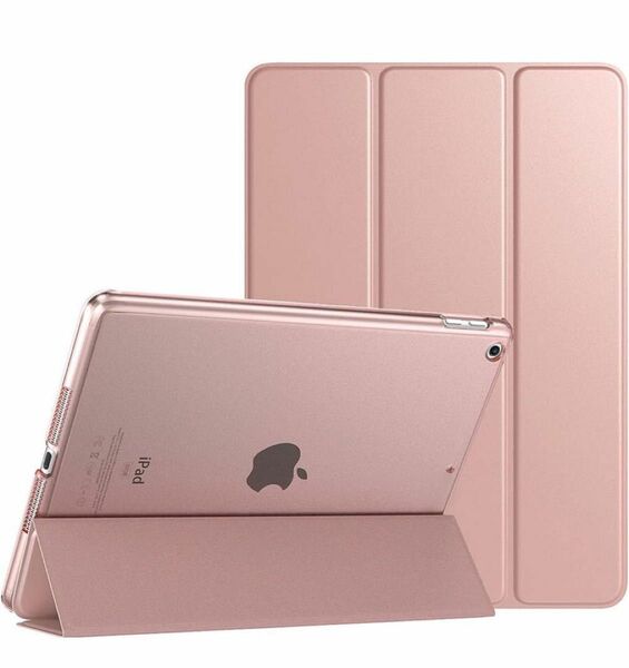 iPadケース 第9世代/第8世代/第7世代 半透明 ハードカバー ピンク 開閉 pink