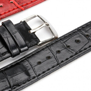 腕時計ベルト 牛皮製クロコ模様型押し 22ｍｍ 未使用品 黒色の画像4