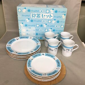 【未使用品】Sanrio(サンリオ) 食器12点セット Chammy Kitty チャーミーキティ 大皿4/中皿4/マグカップ4 ※箱汚れあり（管理番号：063102）