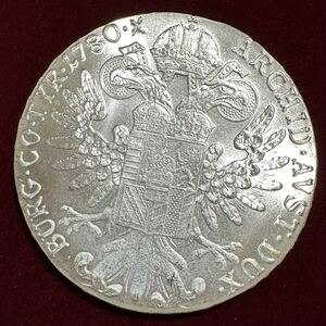 オーストリア 硬貨 古銭 オーストリア女大公 1780年 マリア・テレジア 神聖ローマ皇后 ハプスブルク家 国章 帝国ワシ コイン 銀貨 外国古銭