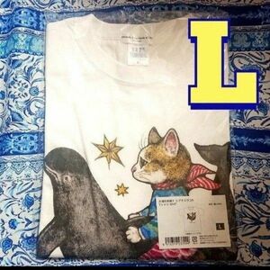 大哺乳類展3 ボリス クジラ Tシャツ Lサイズ ヒグチユウコ 白 ホワイト 男女兼用 鯨 くじら 国立科学博物館