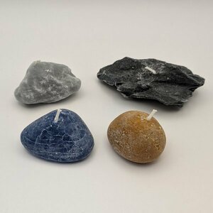 ストーンキャンドル４個セット(全長約5～10cm)◆インテリアとしても使用できる石の形をしたキャンドル
