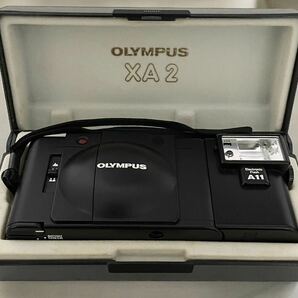 【中古】OLYMPUS オリンパス XA2 （Electronic Flash A11付）D.ZUIKO ｆ=35mm 1:3.5 ケース付 動作未確認 現状品の画像9