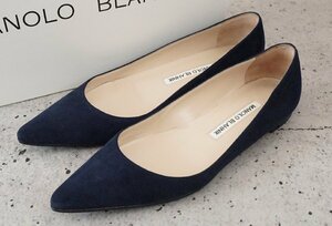 MANOLO BLAHNIK マノロブラニク BBFLAT 91 NAVY SUEDE フラット パンプス ネイビー スエード サイズ35 約22ｃｍ