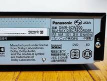 美品　★動作ＯＫ★　Panasonic 4K DIGA DMR-4CW200 ２TB　 ３チューナー　 2020年製　ＢＤレコーダー　リモコン 取扱説明書_画像5