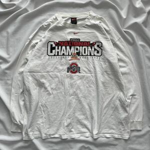 ナイキ NIKE ロンT 古着 プリント 長袖 XXLサイズ 送料込 NATIONAL CHAMPIONS 2002 アメフト 