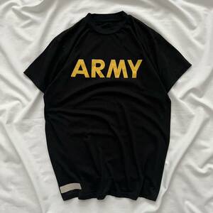 古着 アメリカ軍 U.S.ARMY 黒 ブラック APFU トレーニングTシャツ 半袖 SMALL 送料込