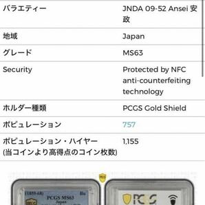 安政一分銀MS63 Fb pcgsの画像3