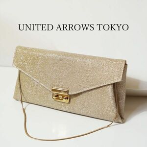 新品未使用　ユナイテッドアローズ UNITED ARROWS クラッチバッグ ゴールド TOKYO 240412-76