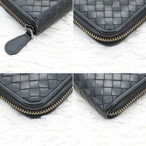 美品 BOTTEGA VENETA ボッテガヴェネタ 長財布 ラウンドジップ オールレザー 本革 イントレチャート メンズ ブラック 黒 ファスナーの画像6