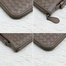 美品 ボッテガヴェネタ BOTTEGA VENETA イントレチャート オーガナイザー ラウンドジップ 長財布 サイフ メンズ トラベルケース ブラウン_画像7