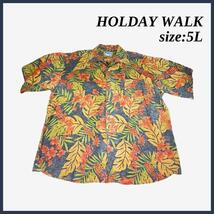 【ビッグサイズ】Holiday Walk 花柄 アロハシャツ 5L_画像1