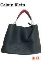 【美品 即日発送】カルバンクライン ショルダー ハンド バック ブラック Calvin Klein 2way レザー 黒 斜め掛け トート 鞄_画像1