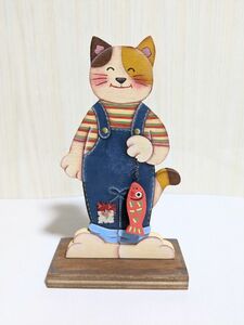 トールペイント作品　三毛猫のメモクリップ