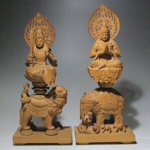 時代市場■木造文殊菩薩・普賢菩薩像■仏像・仏教美術の画像1