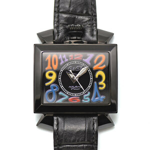  GaGa Milano GaGa MILANO Napoleone 46MM автоматический 6002.1 самозаводящиеся часы черный PVD многоцветный мужской джентльмен для мужской наручные часы б/у 
