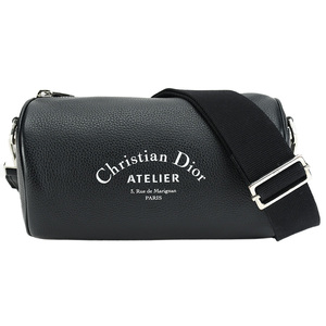 ディオール Christian Dior アトリエ Atelier ローラーバッグ 1ATPO061 レザー ブラック 黒 ショルダーバッグ メンズ レディース 中古