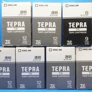 キングジム テプラ TRテープカートリッジ 透明テープ黒文字12mm(TT12K) 6本,白テープ黒文字9mm(TC9S) 1本 合計7本 未使用,未開封品の画像1