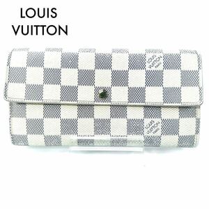 ルイヴィトン　ダミエアズール　ポルトフォイユ　サラ　長財布　レザー　革　ホワイト　 LOUIS VUITTON 財布