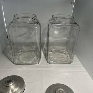 保存容器 昭和レトロ 当時物 四角ビン 気泡 ガラス瓶 アンティーク 駄菓子瓶 ガラスの瓶 A0129の画像3