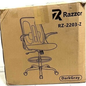 1円スタート Razzor オフィスチェア 椅子 RZ2203-G-Dark Gray 跳ね上げ式アームレスト ランバーサポート付 ダークグレー Y0662の画像2