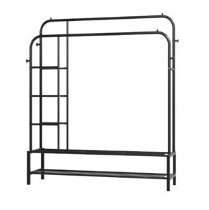 1 jpy start JOISCOPE hanger rack withstand load 50kg multifunction storage stand-alone easy construction Western-style clothes rack strong high capacity 125.5×33.5cm black Y0680