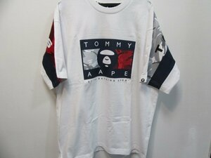 ◆未使用　トミーフィルフィガー×エイプ　フラッグロゴTシャツ　Mサイズ　メンズ　タグ付き◆11983★