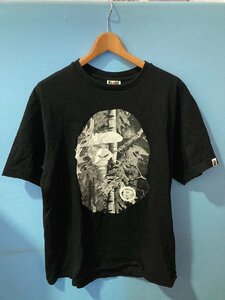 ◆A BATHING APE アベイシングエイプ プリントTシャツ FORESTCAMO 半袖 黒系 XLサイズ メンズ 中古◆8547★