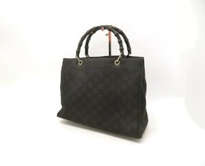 hawi1493-3 159 GUCCI グッチ バンブー GGキャンバス レディース トートバッグ 手提げ ナイロン ブラック 002.1010