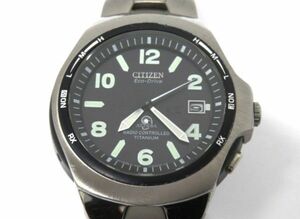 ■hawi1592-1 162 CITIZEN シチズン ATTESA アテッサ Eco-Drive エコドライブ A412-T003265Y 電波ソーラー デイト メンズ 稼働品