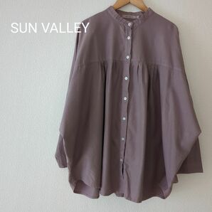 【SUN VALLEY】綿100%バンドカラーシャツ 長袖 ゆったり