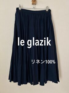 le glazik ルグラジックギャザースカートウエストゴム　リネン100% 