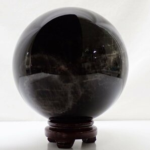 ★モリオン/黒水晶 丸玉 直径約19cm/約6.3kg/台座付き/天然石/鑑賞石/飾石/鉱物/置物/パワーストーン/オブジェ&1968700186の画像3