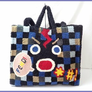 ★FENDI/フェンディ 2016AWコレクション ボアトートバッグ マルチカラー/ブロックチェック/A4対応/肩掛けOK/イタリア製&1974900021の画像1