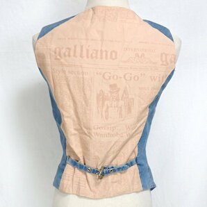 ★GALLIANO/ガリアーノ デニム ジレ/ベスト 42/レディースM相当/インディゴ×ベージュ系/コットン&1886700127の画像2