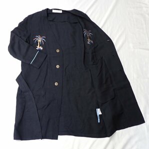 ★美品 RUDE GALLERY/ルードギャラリー パームツリースカル ローブガウンコート 1/メンズS相当/ブラック/リネン/18 S/S&1960600008の画像3