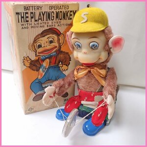 #AHI THE PLAYING MONKEY/ Monkey tin plate toy / out box attaching / toy / doll / Showa Retro / Vintage &1908400039