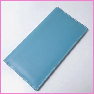 *BROOKLYN MUSEUM/ Brooke Lynn Mu jiam folding in half long wallet / light blue / leather / long wallet &1559700062