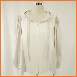 * unused Rene/ Rene Zip up frill Parker 34/ lady's M corresponding / eggshell white × beige / pearl / tag * also cloth attaching &1205400137